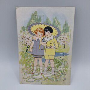Vintage‎ Carrington Co Keep This Shady Be Mine Postcard Girls Small Scrapbooking